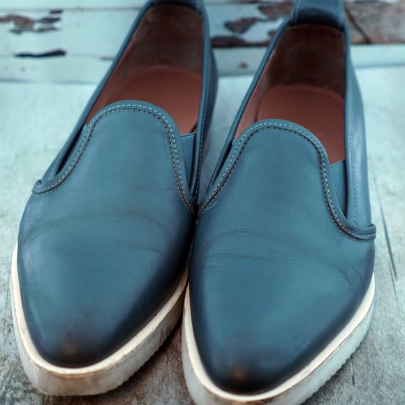 Everlane Shoes - Women's Navy Slip-On Leather Loafers
